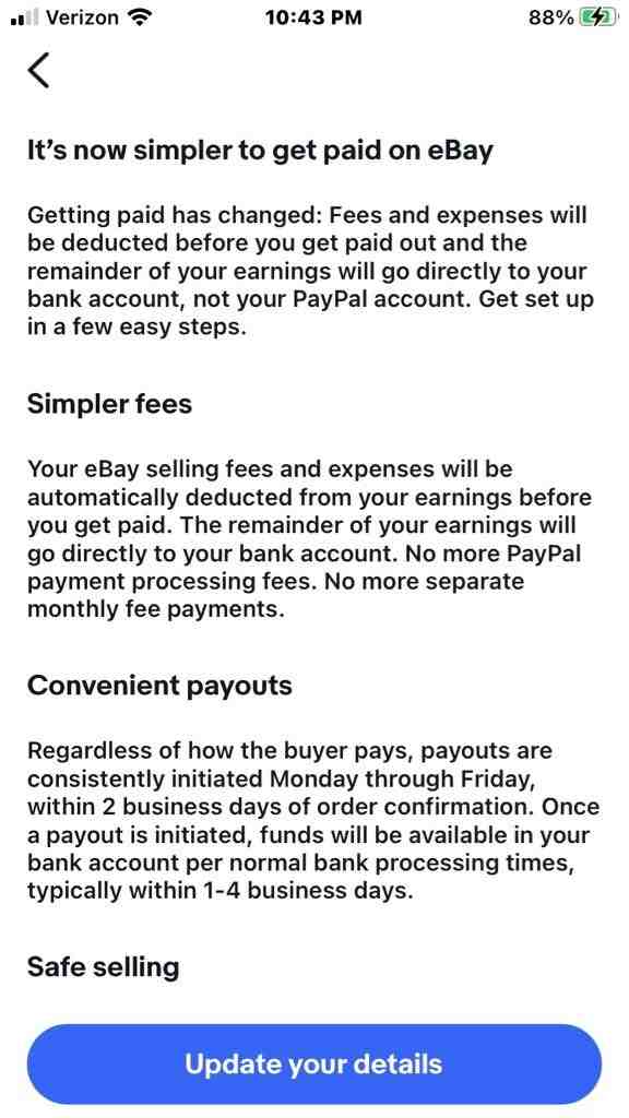 Why can't I delete my bank account from eBay?